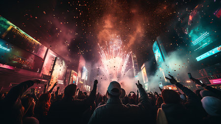 The New Year's Eve celebration in the streets of Kielの素材