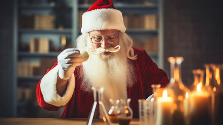 Portrait of Santa Claus in his workshop. Christmas and New Year concept.の素材