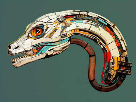 3D rendering of a computer-generated image of an alien head.の素材