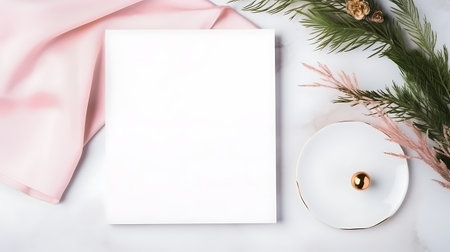 Wedding invitation card mockup with copy space backgroundの素材