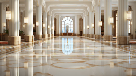 Interior of the mosque with arches and columns. 3D renderingの素材