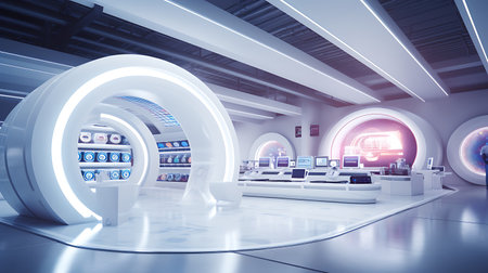 3d rendering interior of bright and beautiful science room with no peopleの素材