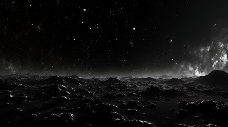 Fantasy alien planet. Mountain in deep space. 3D illustrationの素材