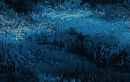 abstract blue matrix background, computer generated, 3d render illustrationの素材