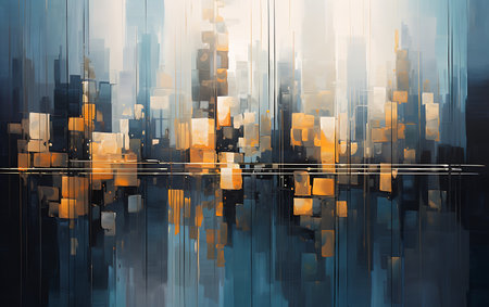 Abstract background with cityscape. 3d rendering toned image double exposureの素材