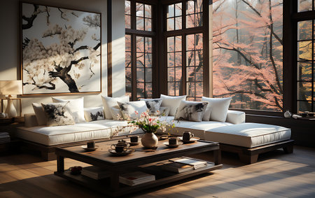 Modern living room interior design. 3D rendering, 3d illustration.の素材