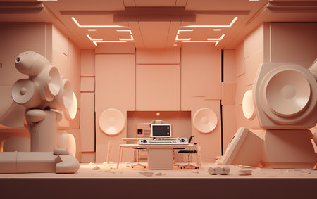 Interior of modern office with equipment. 3D Rendering.の素材
