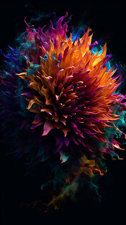 Colorful dahlia flower on black background. Close up.の素材