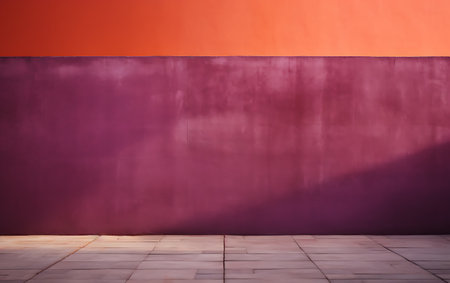 Abstract background with wooden floor and purple wall. Empty space for text.の素材