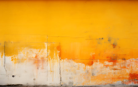 Old grunge wall texture background. Yellow and orange colors. Abstract background.の素材