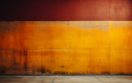 Yellow and red wall background. Old grunge textures and backgrounds.の素材