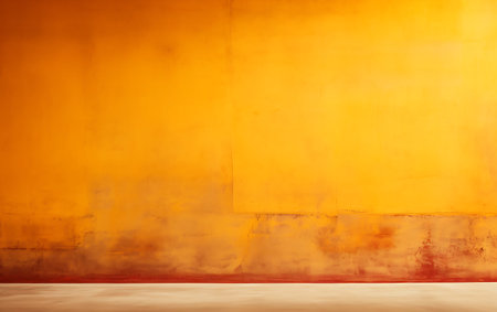 Orange grunge wall with floor and wall texture. Abstract background.の素材