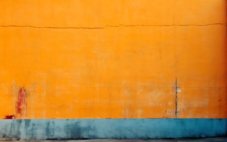 Orange and blue wall with a cross. Abstract background for design.の素材