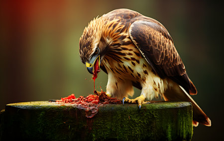 Red-tailed Hawk (Buteo jamaicensis) eating meatの素材