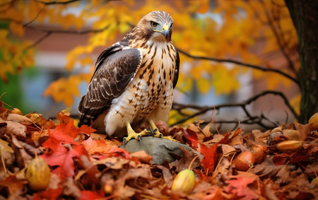Common buzzard (Buteo buteo) in autumnの素材