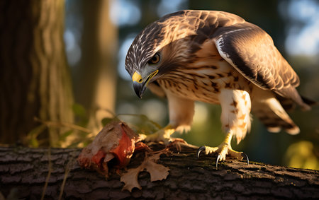 Red-tailed Hawk (Buteo jamaicensis) in the forestの素材