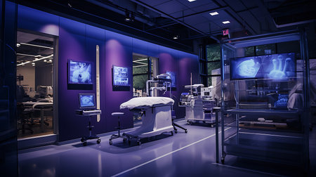 3D rendering of an operating room in a hospital with medical equipmentの素材