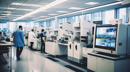 interior of modern medical laboratory with equipment and science experiments, nobodyの素材