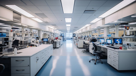 Interior of a modern scientific research and development lab (color toned image; shallow DOF)の素材