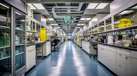 Interior of a modern chemistry lab, science and technology concept.の素材