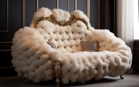 Luxury sofa in classic interior. 3d render illustration.の素材