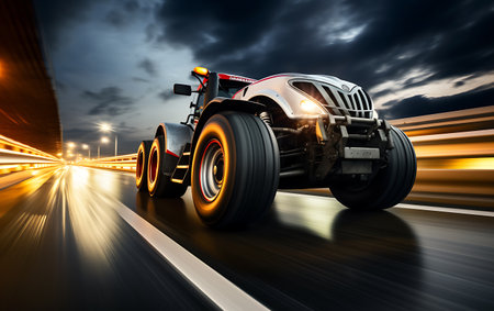 Fast racing Tractor drivingの素材