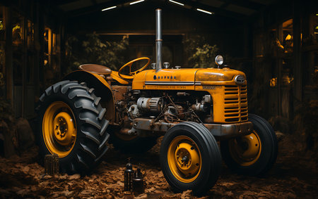 Fast tractor driving farmの素材