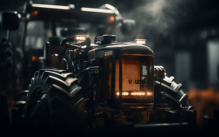 Tractor in the factory. Tractor in the factory. Industrial conceptの素材