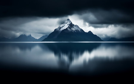 Mountains reflected in the water of Lake Wakatipu.の素材