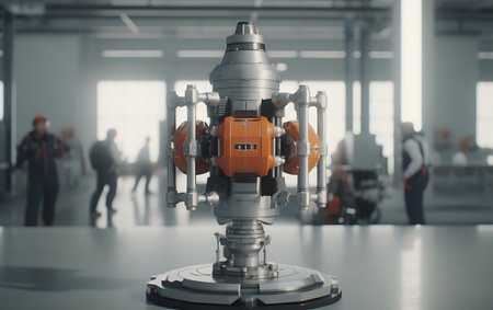3d rendering robot working on industry 4.0 technology in factoryの素材