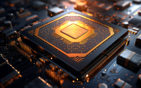 Close-up view of a modern GPU card. 3D renderingの素材