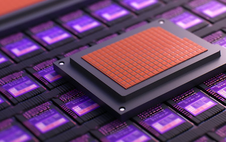 Central Processing Unit (CPU) on a black background. 3d renderingの素材