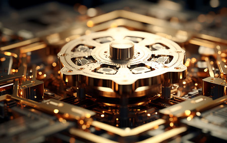 Close-up of a mechanism of the mechanism of a computer.の素材