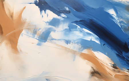 Abstract background of blue and beige oil paint. Close-up.の素材