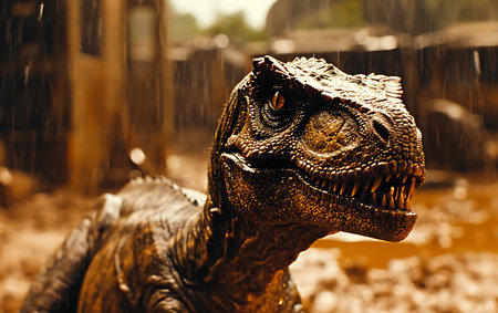 Tyrannosaurus Rex in the zoo. Close-up.の素材