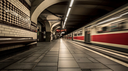 Subway station in Prague, Czech Republic, Europe. Long exposure.の素材