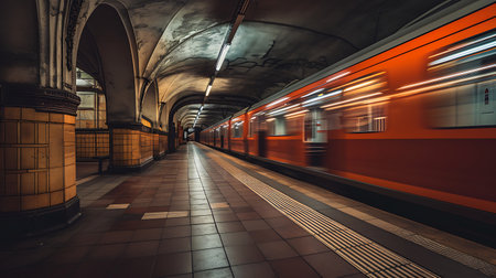 Subway station in Prague, Czech Republic. Long exposure photography.の素材