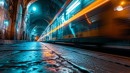 Train in the old town of Istanbul at night. Toned.の素材