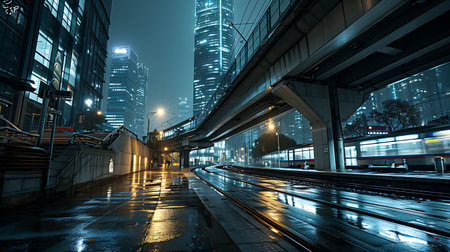 traffic in city at night,hongkong,china.の素材
