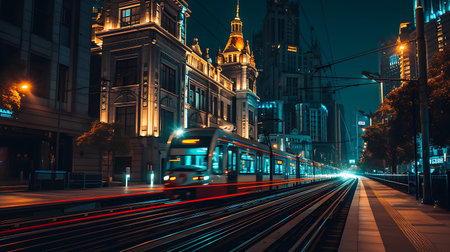 Red train in the subway station Europe.の素材