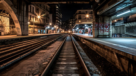 Red train in the subway station Europe.の素材