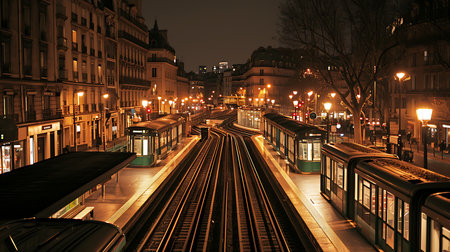 Red train in the subway station Europe.の素材