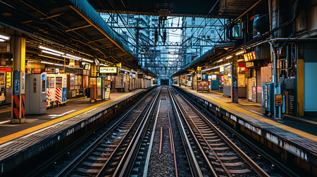 Red train in the subway station Europe.の素材