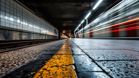 Underground subway station in Moscow, Russia. Long exposure photo.の素材