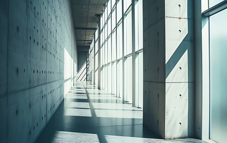 Interior of a modern office building. 3d rendering toned imageの素材