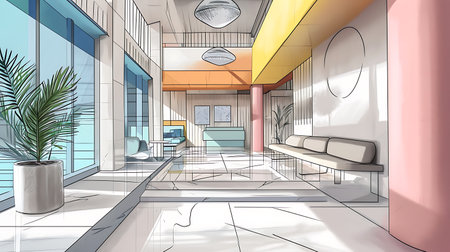 sketch design of living room,3d render sketch designの素材