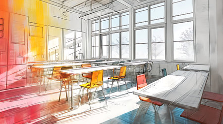 sketch design of interior dining room,3d rendering - illustrationの素材