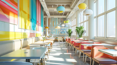 Interior of a modern cafe. 3d rendering, 3d illustrationの素材
