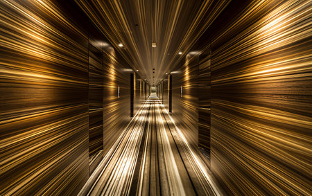 Futuristic corridor with long exposure effect. Perspective view. 3D renderingの素材