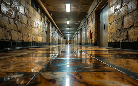 Interior of a corridor in a metro station. Toned.の素材